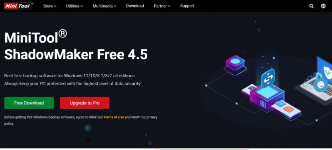 MiniTool Shadowmaker Free, a free data backup software for Windows