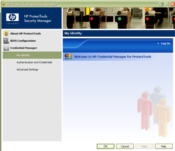 HP ProtectTools Security Manager : Credential Manager