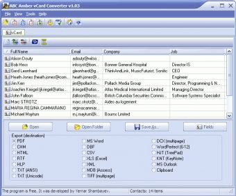 freeware vcard editor windows