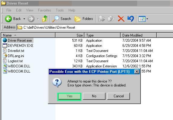 Dell Driver Reset Tool 1.0 : Prompt for enable driver