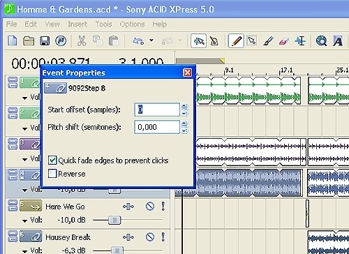 ACID XPress 5.0 : Event properties