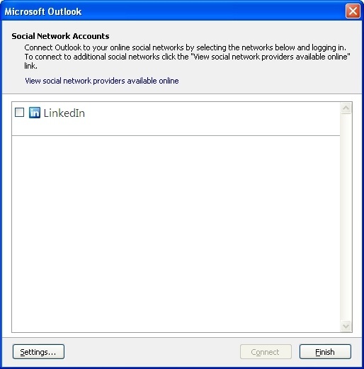 LinkedIn Outlook Connector 1.1 : LinkedIn Plugin configuration