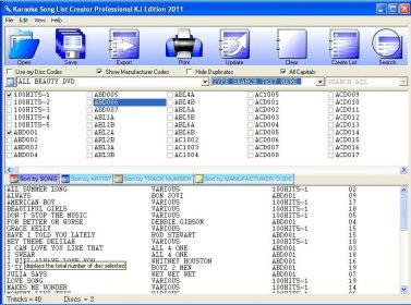 Karaoke Song List Creator Free Edition 2012