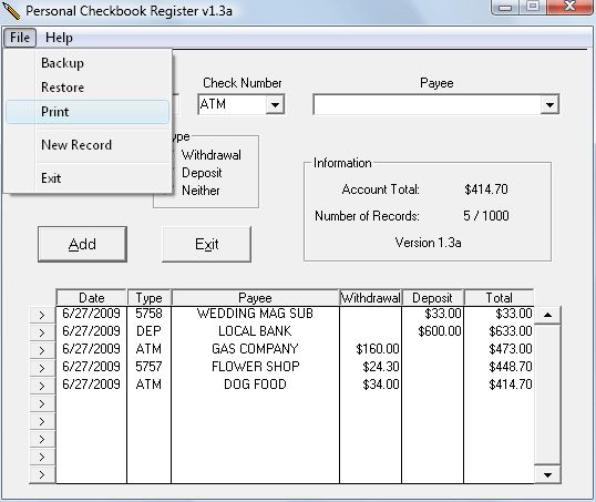 checkbook register software to download