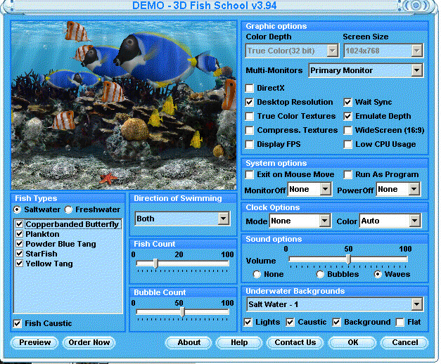 3D Fish School Screensaver Cracked Screen