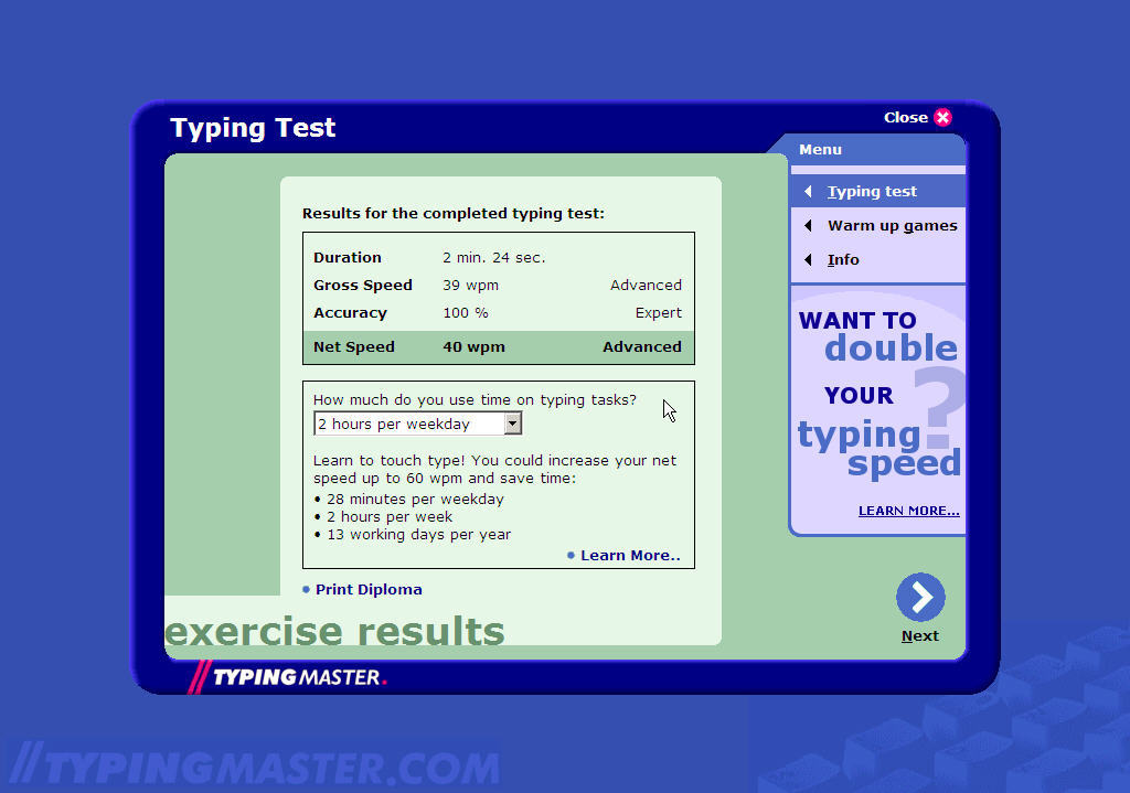 Typing Test Results Screenshot 2024 Sara Wilone
