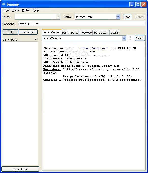 Nmap Output Window