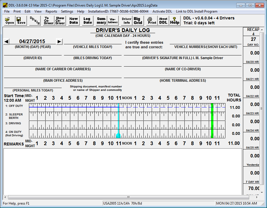 Truck Driver Daily Logs