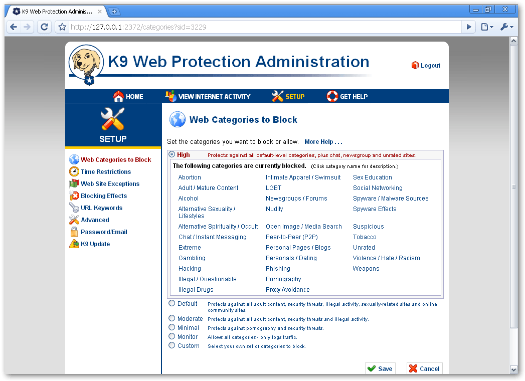 k9 web protection proxy