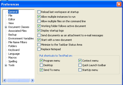 textpad 5 3 general preferences screenshots for textpad 7 0 ...