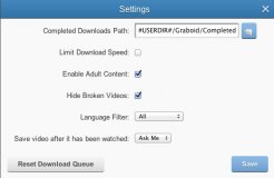 About window; Settings; Main window