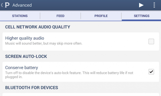 Pandora Settings