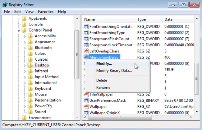 Remove menu delay