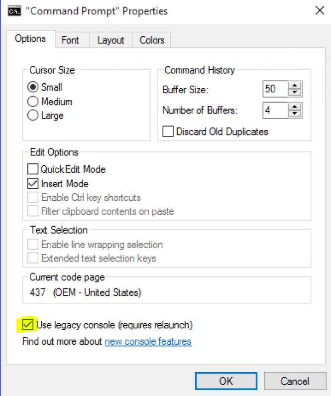 CMD Legacy options