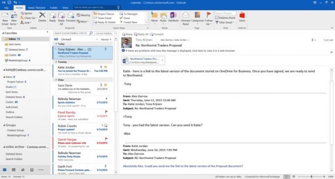 MS Office Outlook 2016