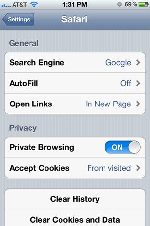 private browsing