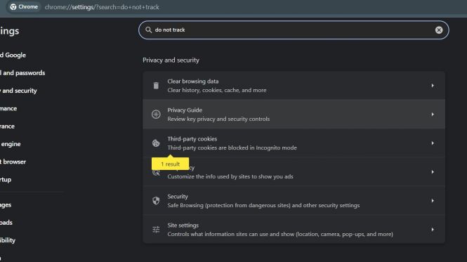 This is where you look for Do Not Track in Chrome