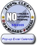 Pop-up Excel Calendar Clean Award