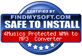 FindMySoft certifies that 4Musics Protected WMA to MP3 Converter is SAFE TO INSTALL