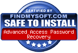 FindMySoft certifies that Advanced Access Password Recovery is SAFE TO INSTALL