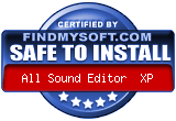 FindMySoft certifies that All Sound Editor XP is SAFE TO INSTALL