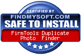 FindMySoft certifies that FirmTools Duplicate Photo Finder is SAFE TO INSTALL