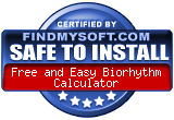 FindMySoft certifies that Free and Easy Biorhythm Calculator is SAFE TO INSTALL