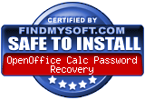 FindMySoft certifies that OpenOffice Calc Password Recovery is SAFE TO INSTALL