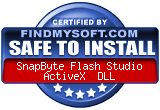 FindMySoft certifies that Snapbyte Flash Studio ActiveX DLL is SAFE TO INSTALL