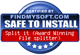 FindMySoft certifies that Split it is SAFE TO INSTALL
