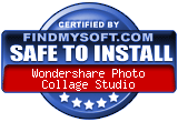 FindMySoft certifies that Wondershare Photo Collage Studio is SAFE TO INSTALL