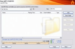 Burn MP3, CD, DVD window