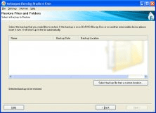 Restore Files Screen