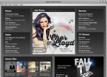 The Main Window shows a navigation panel to access popular web content on the iTunes store
