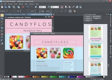 Candyfloss is one of the ready-made web themes included in Xara Web Designer