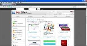 Screenshot of the widgets main page
