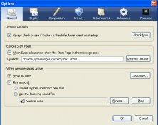 Eudora Options window