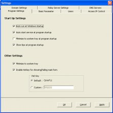 QK SMTP Server settings window