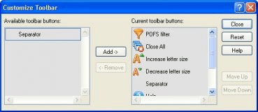 Customize User Toolbar Panel Window