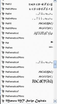 Microsoft Word Font list