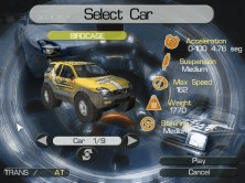 Cars selection screen