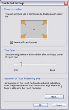 Touch pad settings