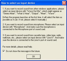 How to Select an Input Device Window