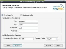 Step 2 : Entering remote/local MYSQL login information