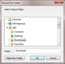 Select output folder