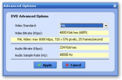 Advanced options for the specified output format