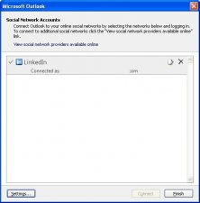 LinkedIn configured successfully in Outlook