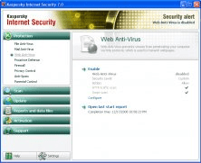 Kaspersky web security disabled. Note the change in color of the window header.