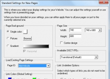 Standard Settings for New Pages