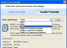 Output format settings (audio)